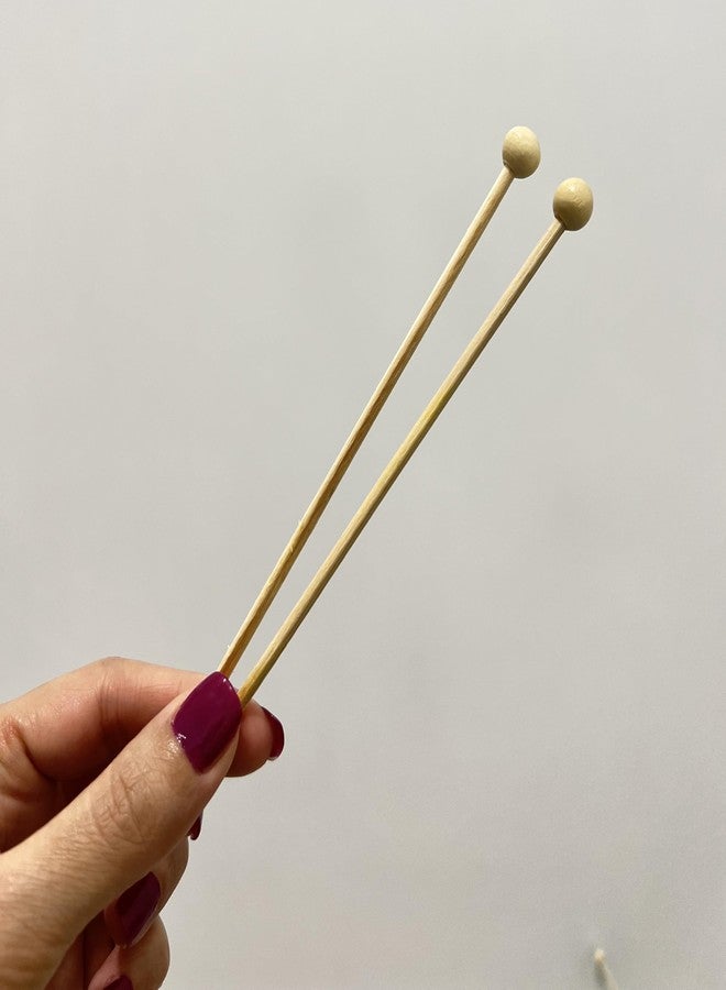 SweetGlob أعواد تقليب حلوى الصخور مع كرة، أعواد تقليب خشبية من الخيزران الطبيعي بطول 6 بوصات لحفلات أعياد الميلاد، الشوكولاتة، تزيين الكيك، أسياخ المقبلات (عبوة من 100 قطعة) - Image 1